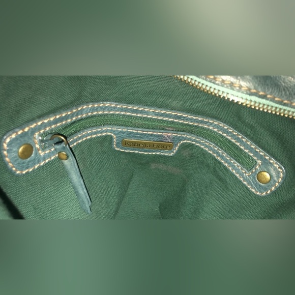 ISABELLA FIORE Vtg Large Blue Metallic Shimmer Stud Leather Hobo Handbag Satchel - Picture 15 of 16